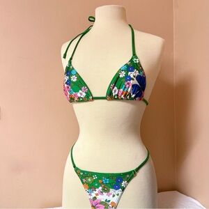 Zimmerman green flowers shimmering shine bikini set